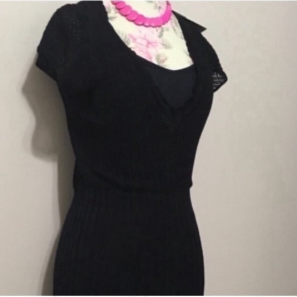 🔴 BCBGmaxAzria Black Pleated Ruffle Black Prom Dress! 🔥 - Picture 3 of 12
